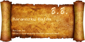 Baranszky Balda névjegykártya